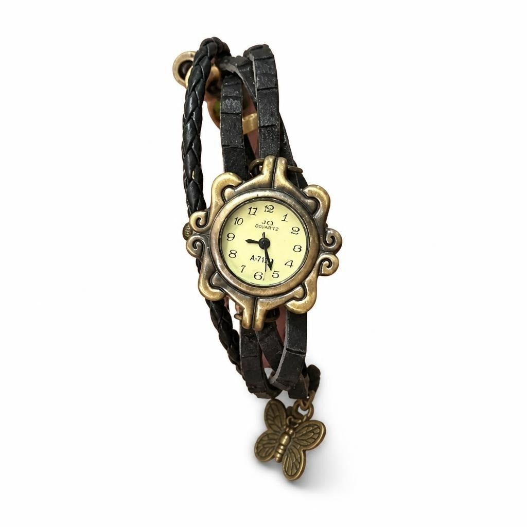 Vintage-Style Wrap Watch Black Braided Strap | Pre-Loved | Why Go Less