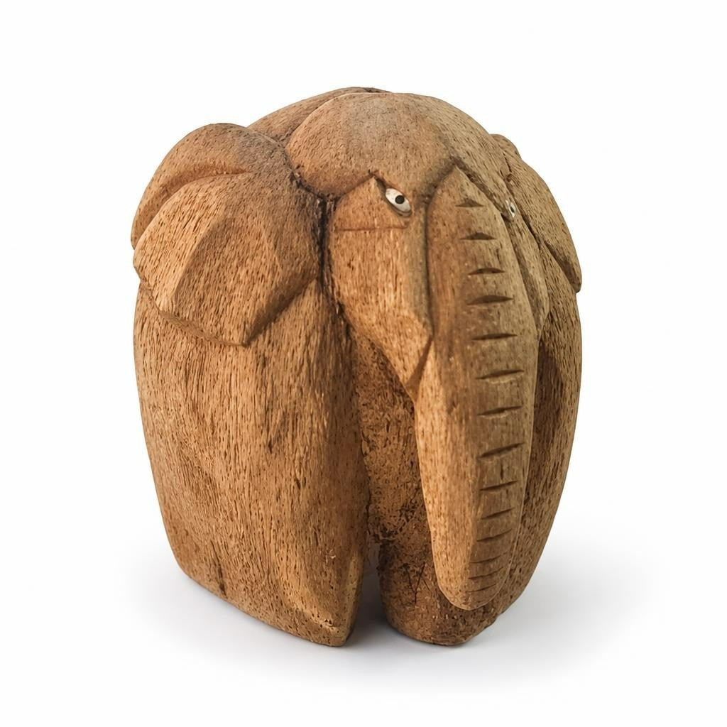 Sculpture d'éléphant en bois sculptée à la main, marron | Occasion | Pourquoi payer plus cher