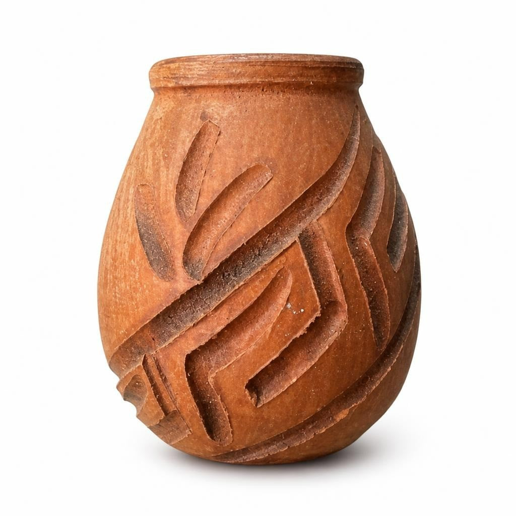 Pot décoratif en terre cuite sculpté à la main, petit | Seconde main | Pourquoi chercher moins bien