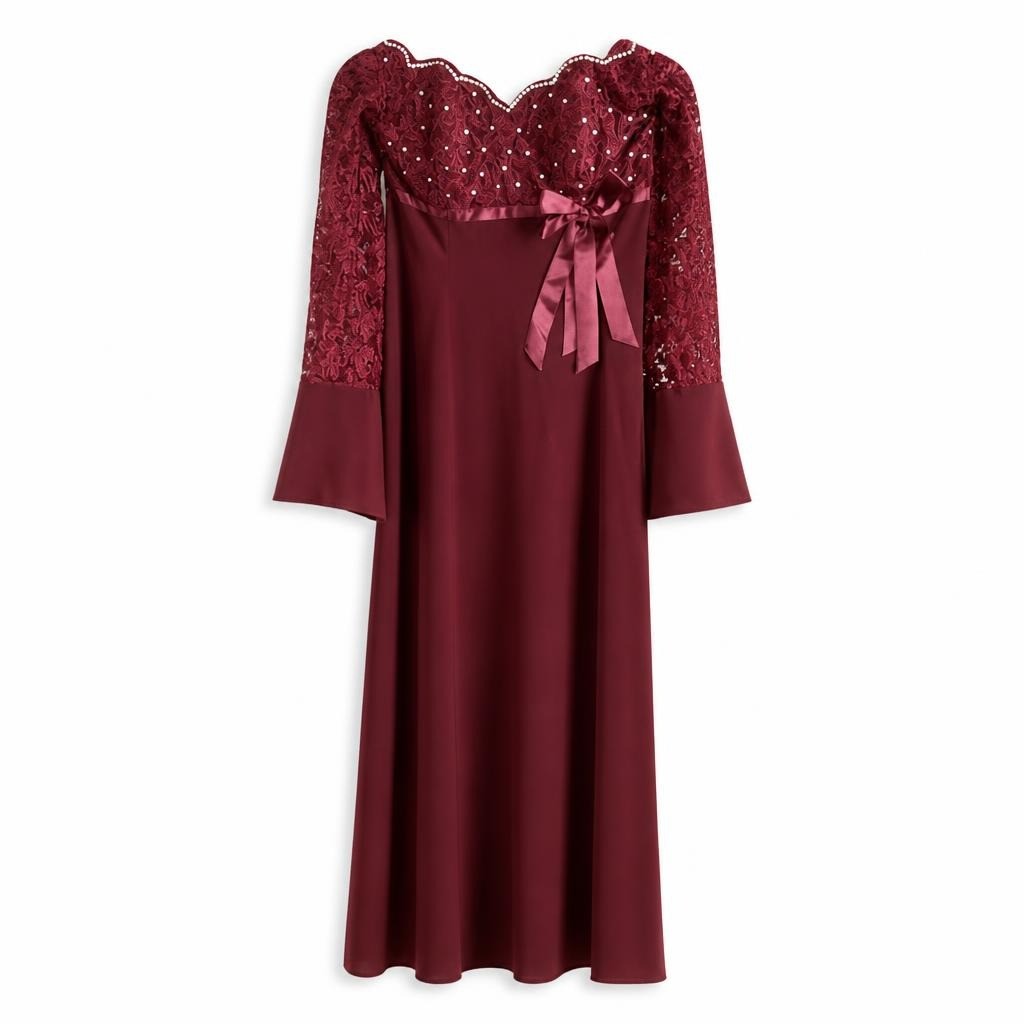 Dusty Rose Pearl Lace Long-sleeve Maxi | Pre-Loved | Why Go Less