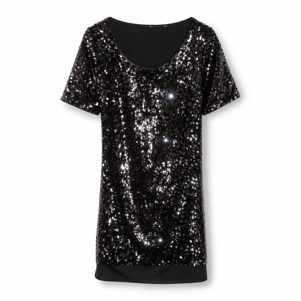Silver Sequin Short-sleeve Mini Dress | Pre-Loved | Why Go Less