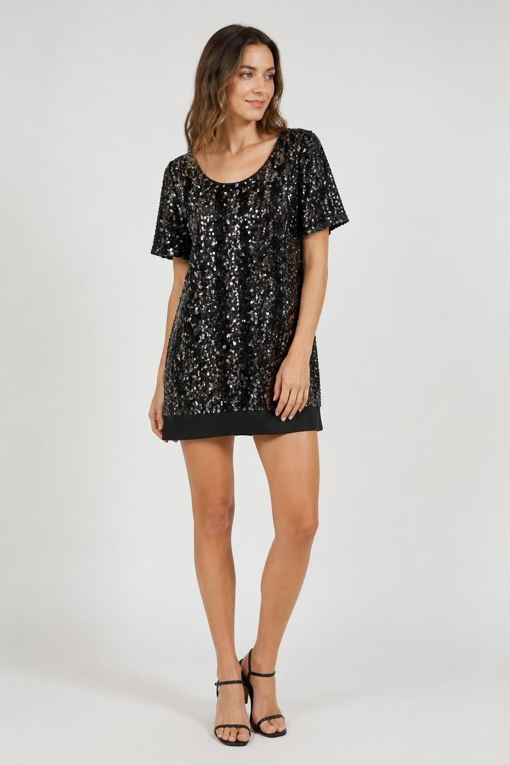 Silver Sequin Short-sleeve Mini Dress | Pre-Loved | Why Go Less