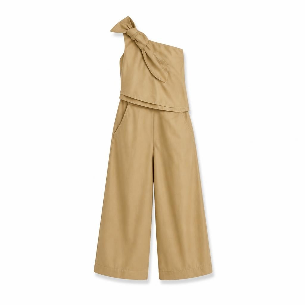 Khaki One-shoulder Ruffle Jumpsuit | Pre-Loved | Why Go Less-1