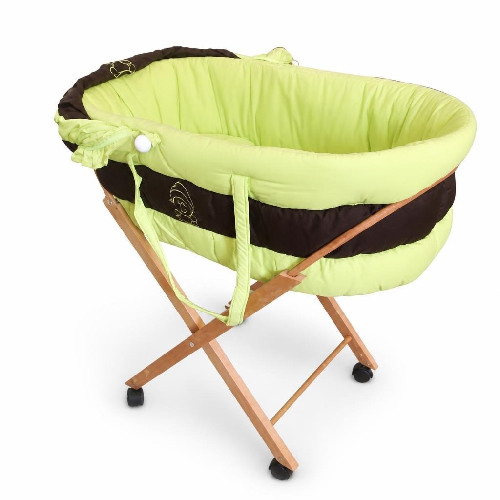 Green Grey Moses Basket Bassinet With Stand | Pre-Loved | Why Go Less