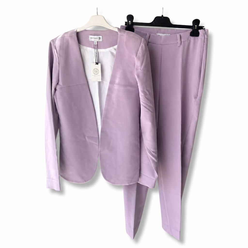 H & H Collection Hibour Lilac Satin Blazer And Trouser Suit NWT | New | Why Go Less