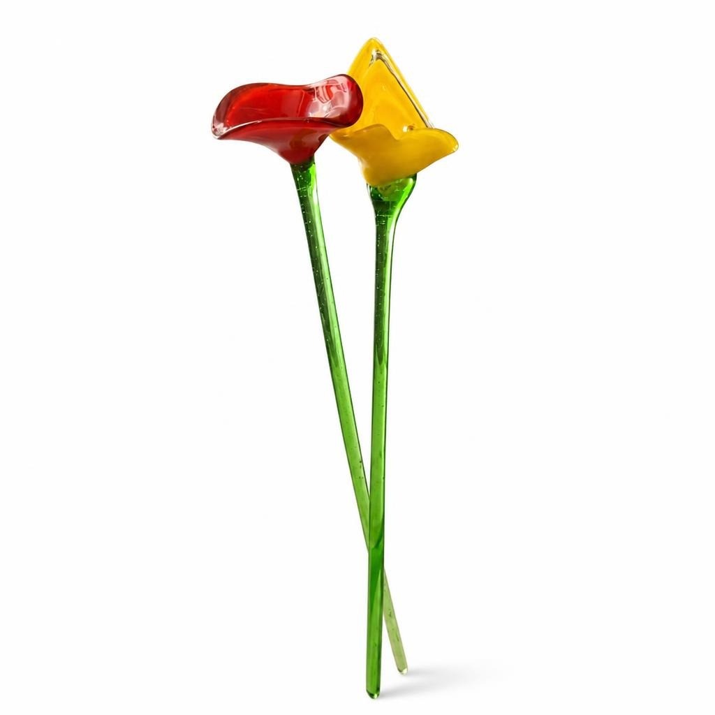 Fleurs décoratives en verre Calla Rouge & Jaune | Seconde main | Pourquoi se contenter de moins