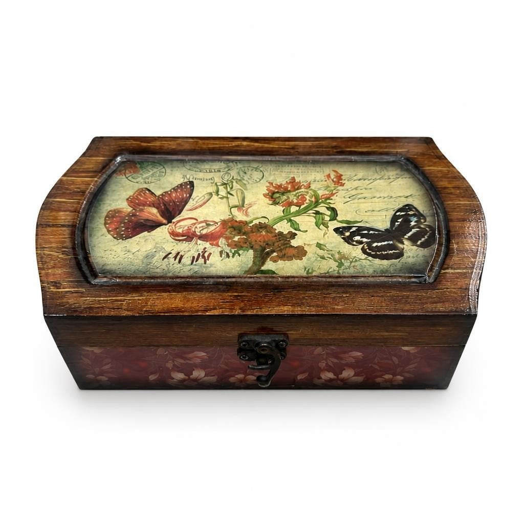 Boîte à Bijoux Décorative en Bois Papillon Fleurs | D'occasion | Pourquoi Payer Plus Cher