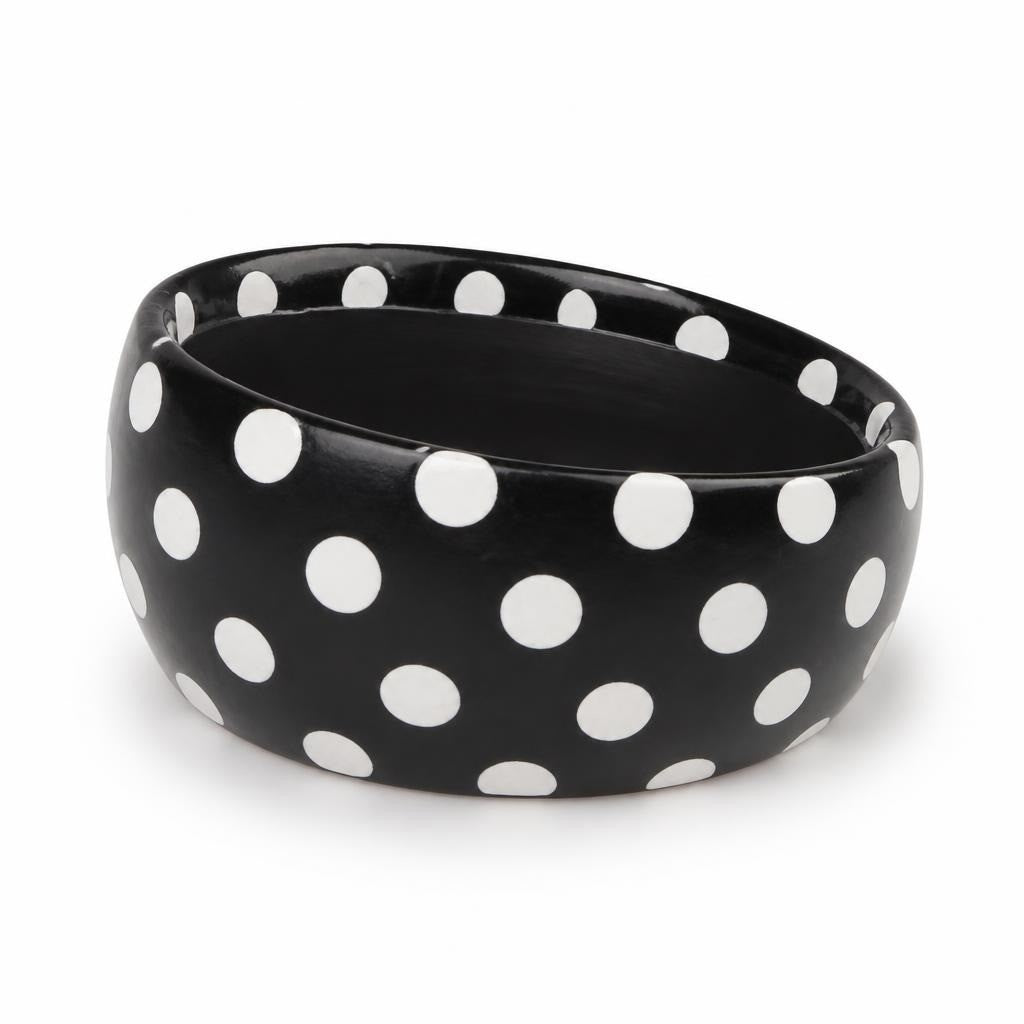 Bracelet jonc large à pois noirs et blancs | Seconde main | Pourquoi faire moins bien-1