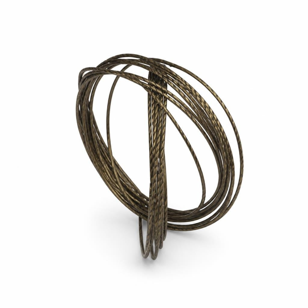 Set Of Thin Twisted Bangle Bracelets, Dark Gold | Pre-Loved | Why Go Less