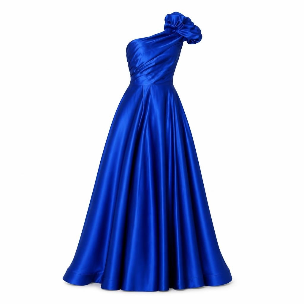 Royal Blue One-shoulder Satin Maxi Dress | Pre-Loved | Why Go Less