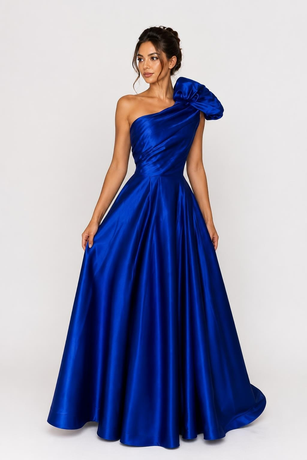 Royal Blue One-shoulder Satin Maxi Dress | Pre-Loved | Why Go Less