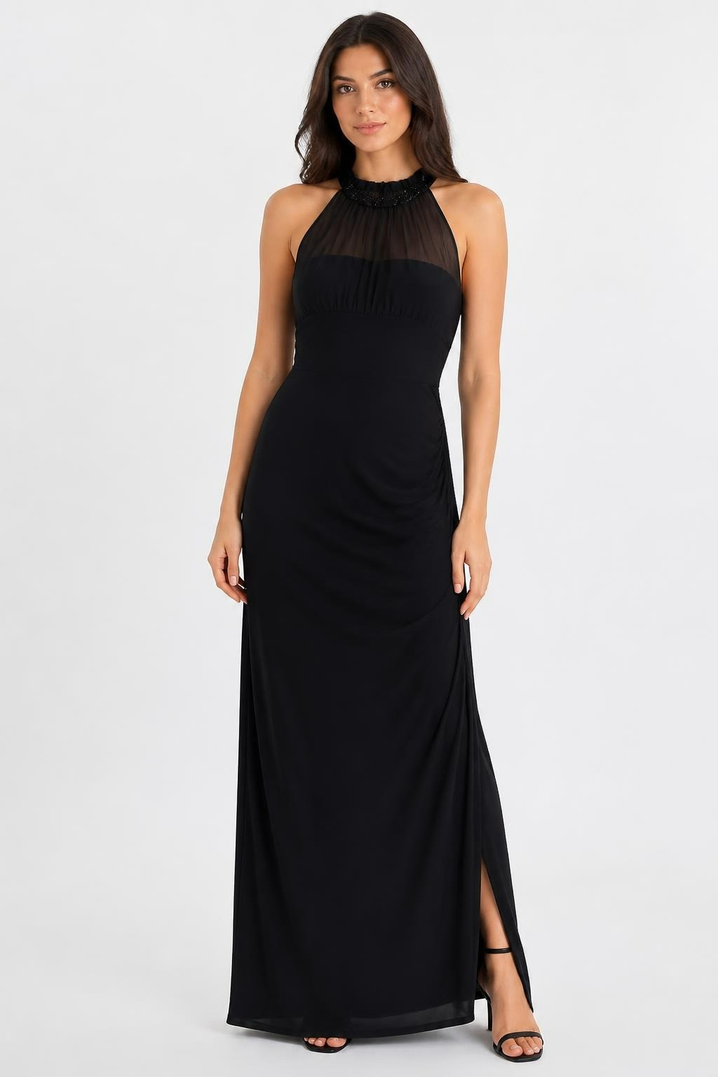 Silver Sequin Halter Jumpsuit, Wide Leg | Pre-Loved | Why Go Less-1