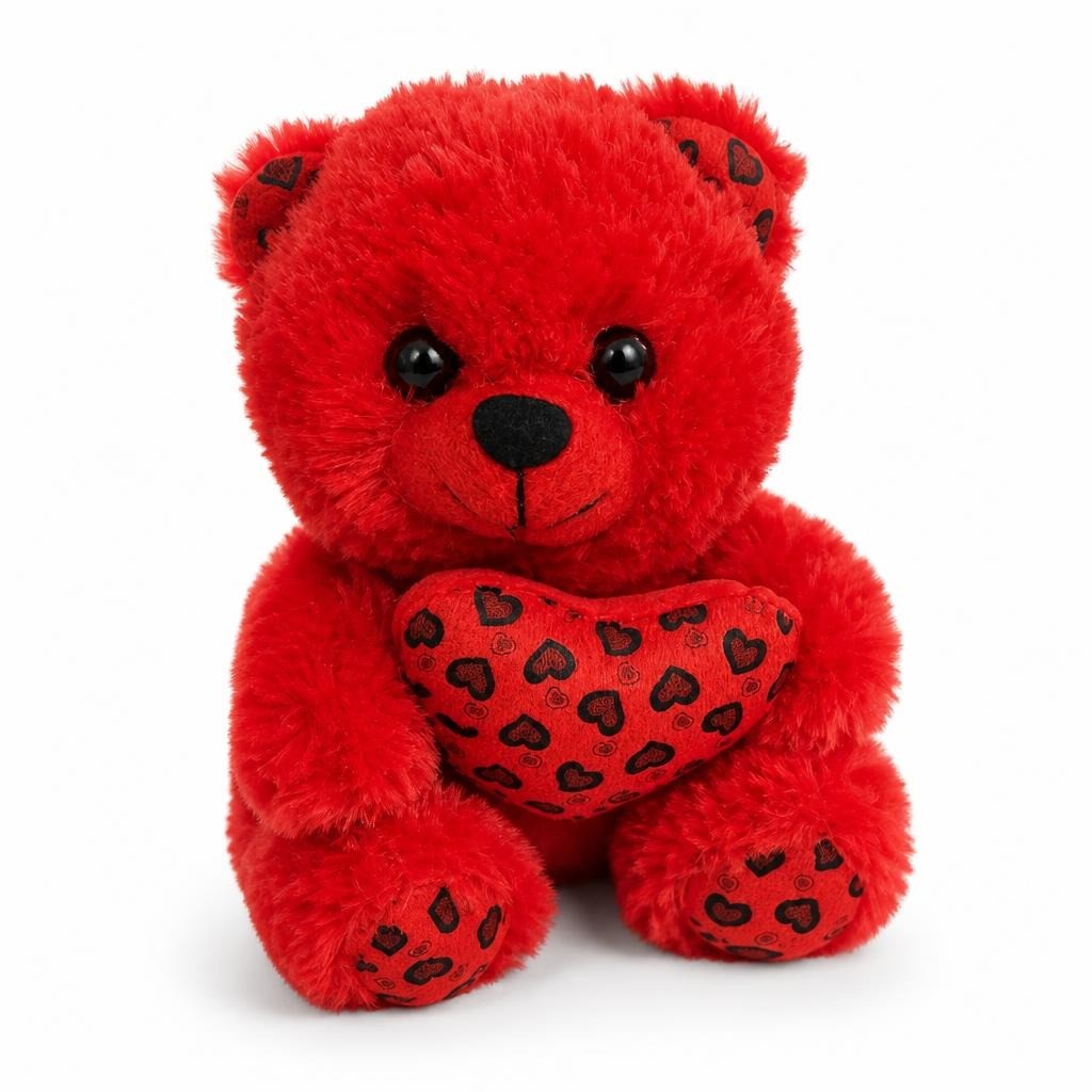 Red Plush Teddy Bear With Heart, Small | Pre-Loved | Why Go Less-1