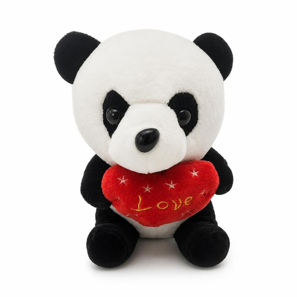 Panda Plush Toy With Red Love Heart | Pre-Loved | Why Go Less