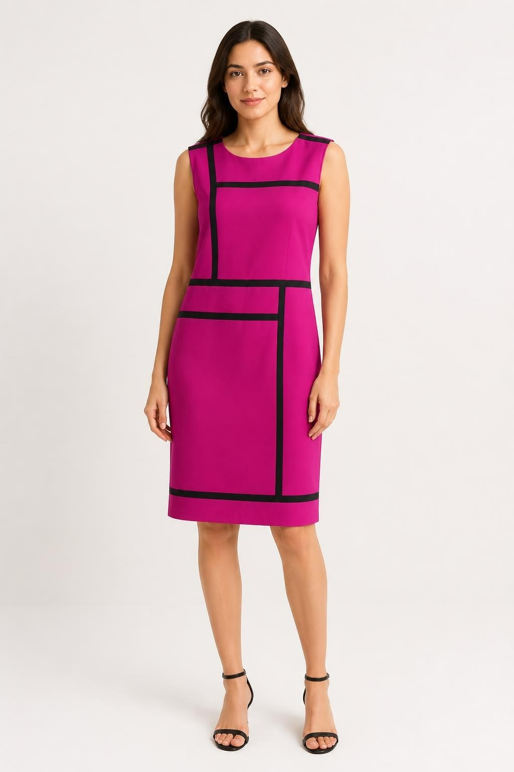 Nine West Fuchsia Geometric Panel Sheath Dress | Pre-Loved | Why Go Less