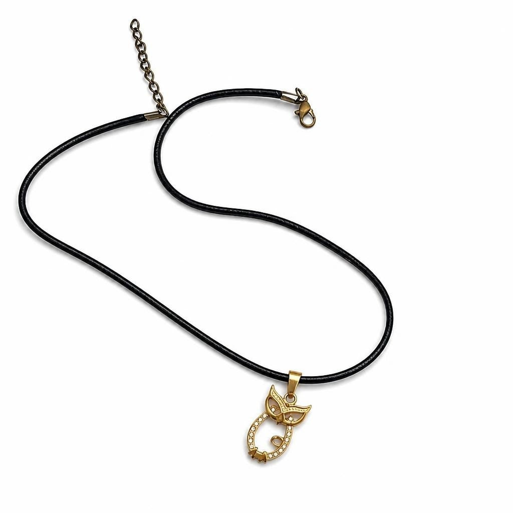 Gold-Tone Owl Pendant Black Cord Necklace | Pre-Loved | Why Go Less