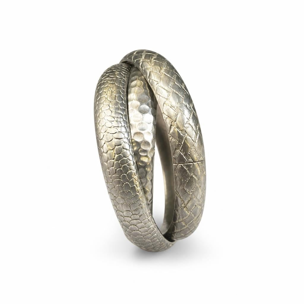 Textured Silver-Tone Bangle Bracelets Set Of 2 | Pre-Loved | Why Go Less