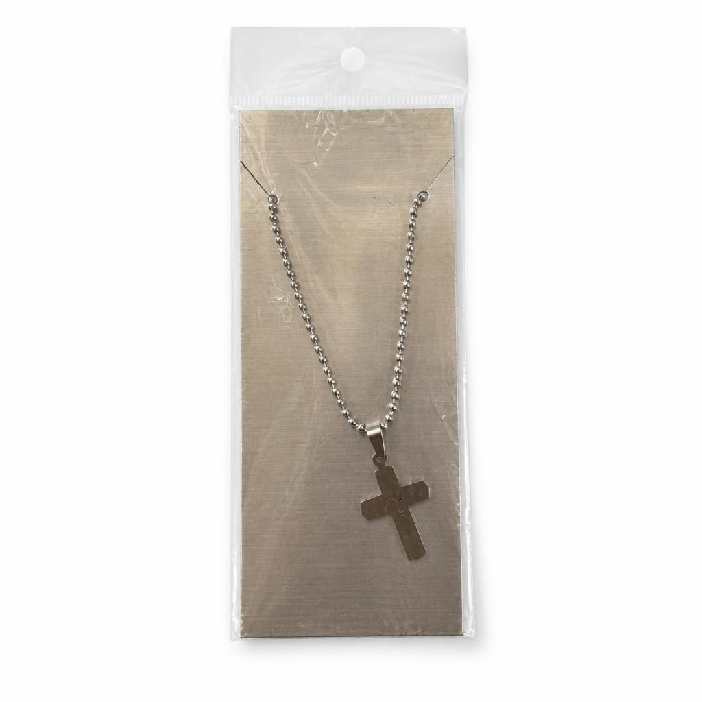 Stainless Steel Cross Pendant Ball Chain Necklace | Pre-Loved | Why Go Less
