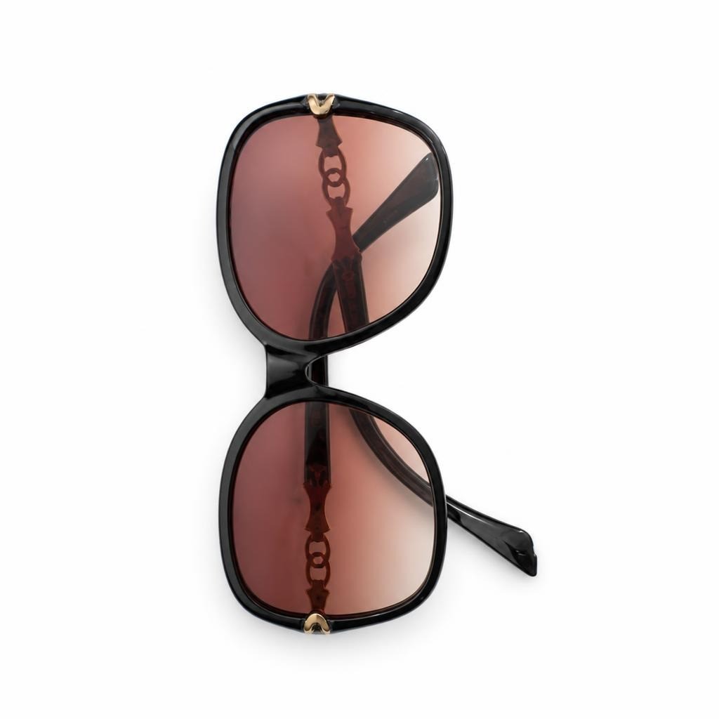 Black Square Sunglasses With Gold Chain Detail | Pre-Loved | Why Go Less