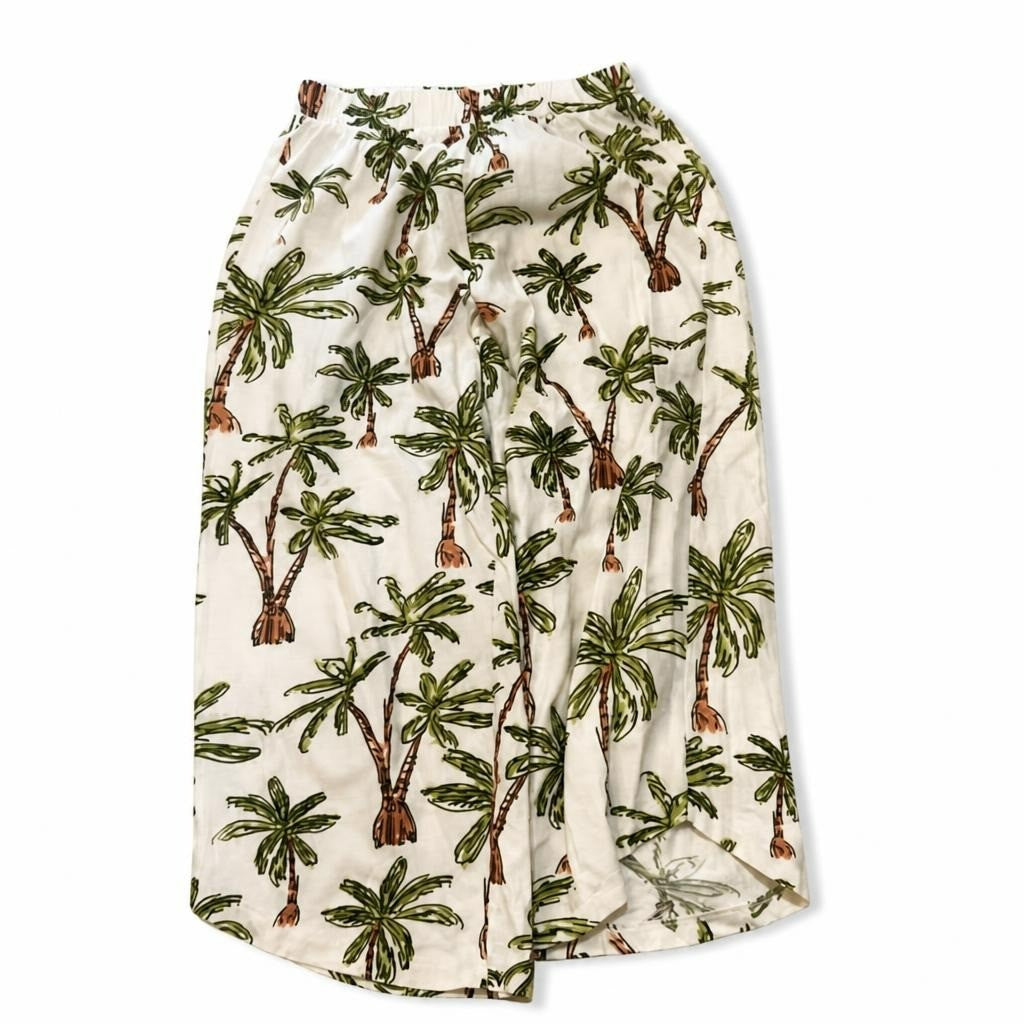 White Palm Tree Print Midi Wrap Skirt | Pre-Loved | Why Go Less