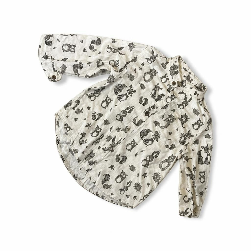 Zara Baby Boy Animal Print Shirt White 6-9M | Pre-Loved | Why Go Less