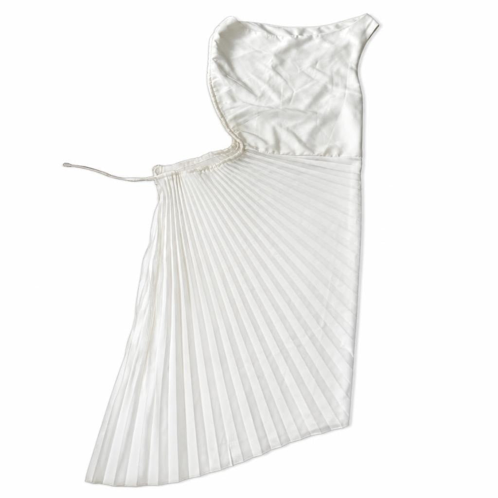 White Pleated Asymmetric Midi Dress | Pre-Loved | Why Go Less