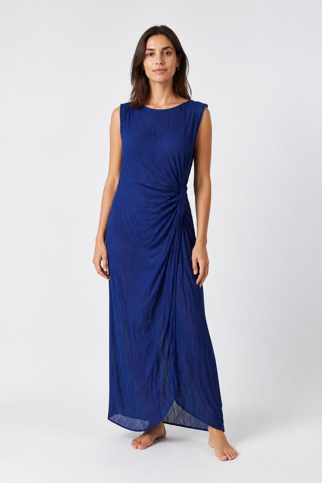 Blue Ruched Asymmetric Maxi Dress, New With Tags | Pre-Loved | Why Go Less