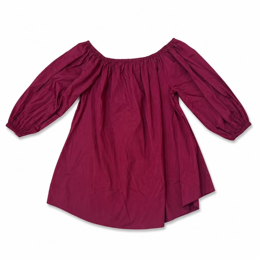 Burgundy Off-shoulder Puff Sleeve Mini Dress | Pre-Loved | Why Go Less