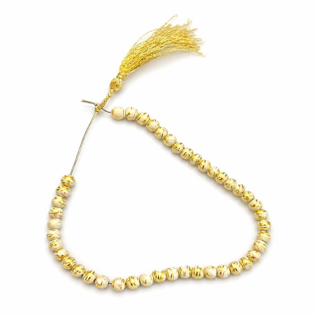 White & Gold Beaded Prayer Tasbih Beads | Pre-Loved | Why Go Less