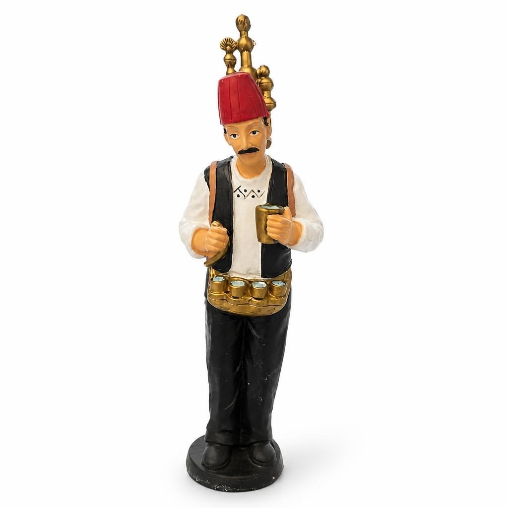 Figurine Serveur de Café Turc, Fès Rouge, Accents Dorés | Occasion | Pourquoi Se Contentir de Moins