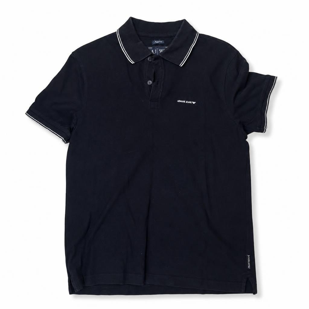 Polo noir Armani Jeans passepoil blanc | Seconde main | Pourquoi faire moins ?
