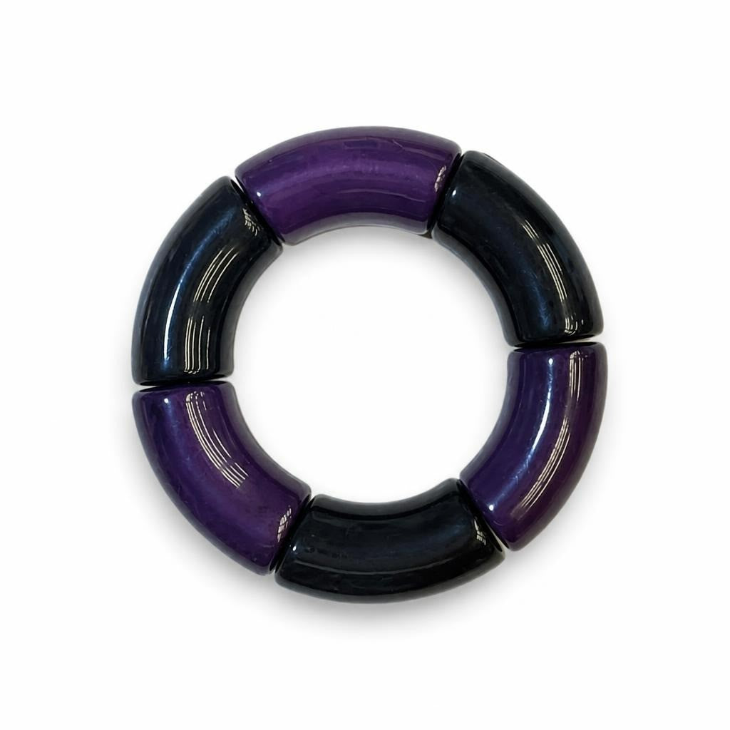 Bracelet jonc extensible segmenté noir-violet foncé | Seconde main | Pourquoi se contenter de moins