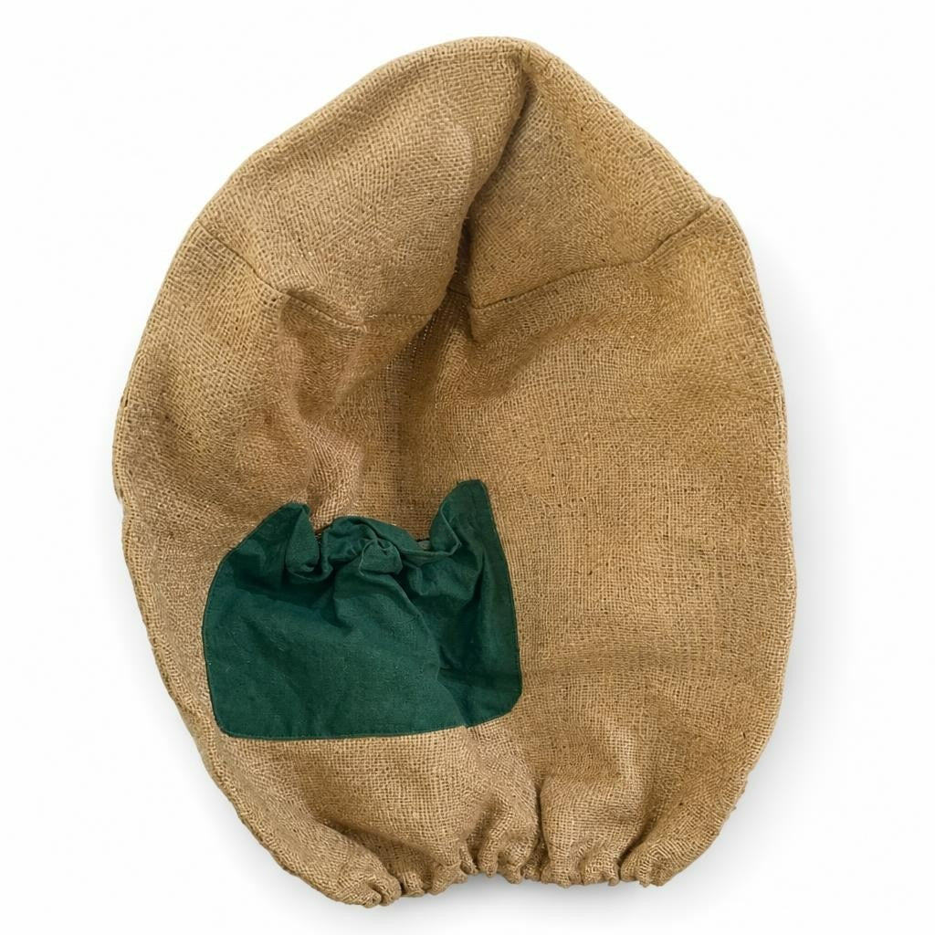 Burlywood Jute Tote Bag With Green Pouch | Pre-Loved | Why Go Less