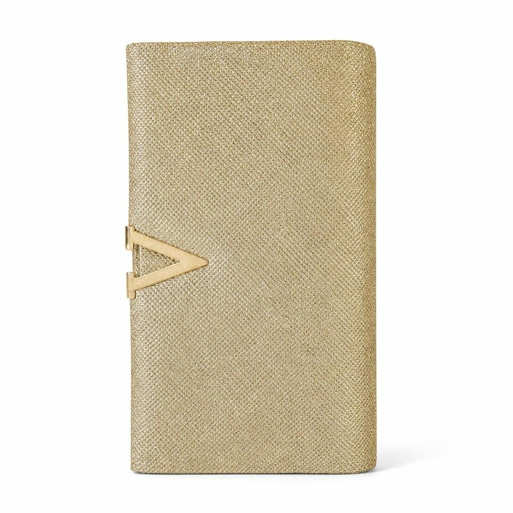 Gold Metallic Textured Long Clutch Wallet | Pre-Loved | Why Go Less