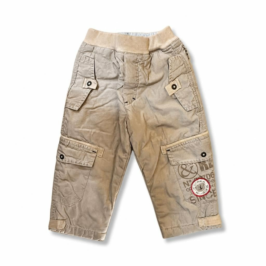 Minimah Kids Cargo Pants Beige Elastic Waist Made In France | New | Why Go Less