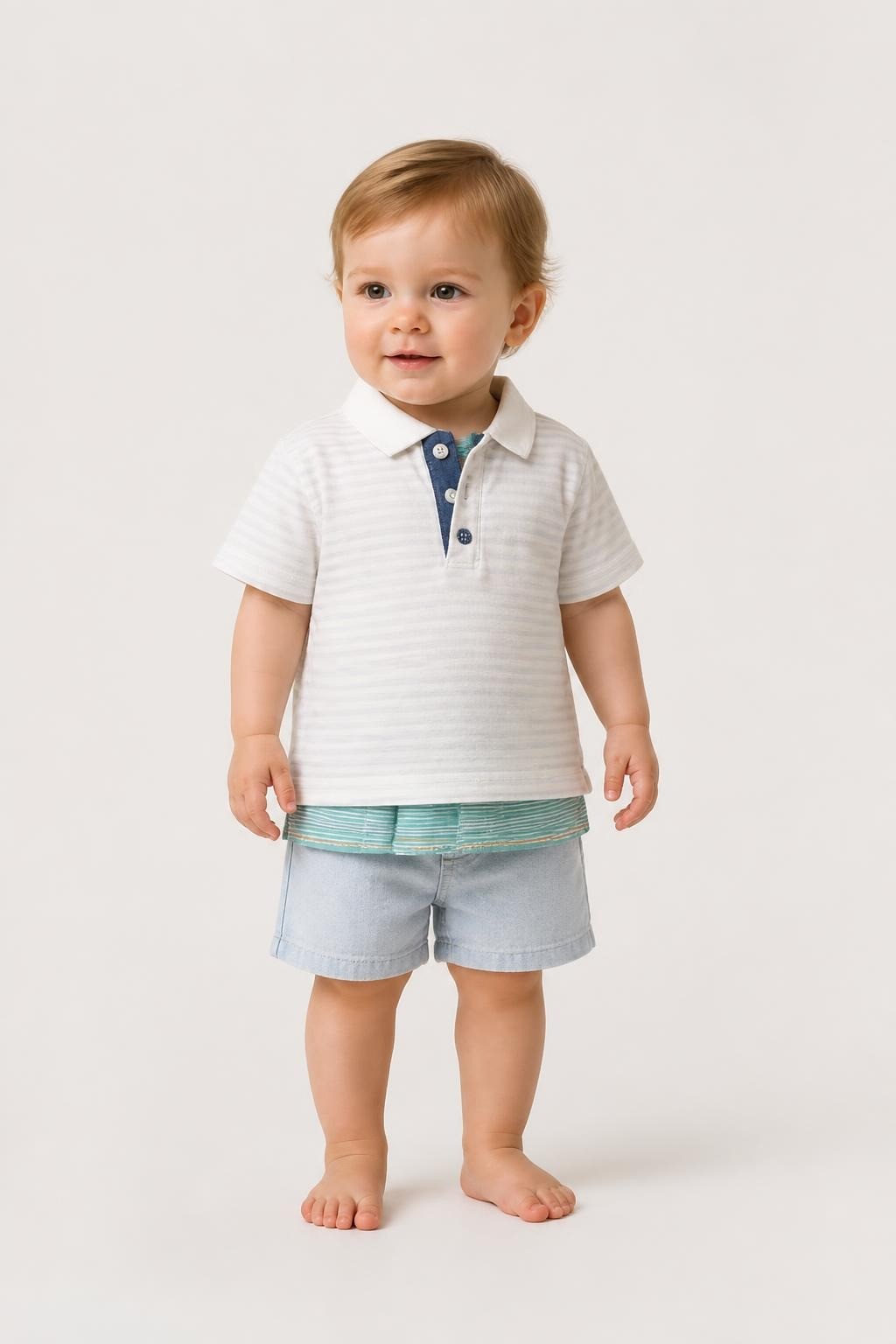 White Striped Baby Boy Polo Shirt, Small - at Why Go Less, Lebanon