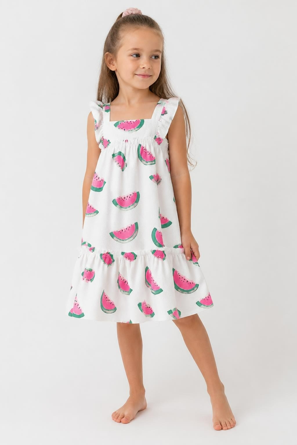 White Watermelon Print Kids Dress - at Why Go Less, Lebanon