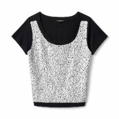 Ann Taylor Black Sequin Front Short Sleeve Top - at Why Go Less, Lebanon