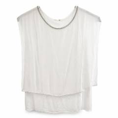 White Sheer Layered Top with Chain Neckline Detail - at Why Go Less, Lebanon