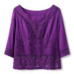 Catherine Malandrino Purple Cutwork Blouse, Sz L - at Why Go Less, Lebanon