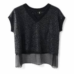 Black Sequin Knit Top with Sheer Hem Panel - at Why Go Less, Lebanon