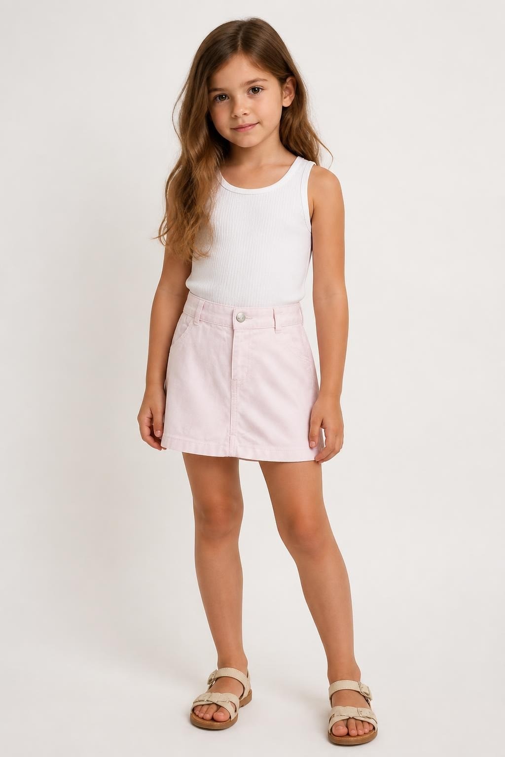 Light Pink Denim Shorts, Girls, Small Size - at Why Go Less, Lebanon