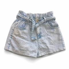 Light Wash Denim Paperbag Shorts with Belt Tie - at Why Go Less, Lebanon