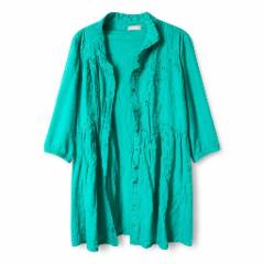 Teal Eyelet Broderie Button-down Mini Dress - at Why Go Less, Lebanon