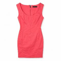 Merada Coral Pink Ruched Bodycon Dress, EU36 UK10 - at Why Go Less, Lebanon