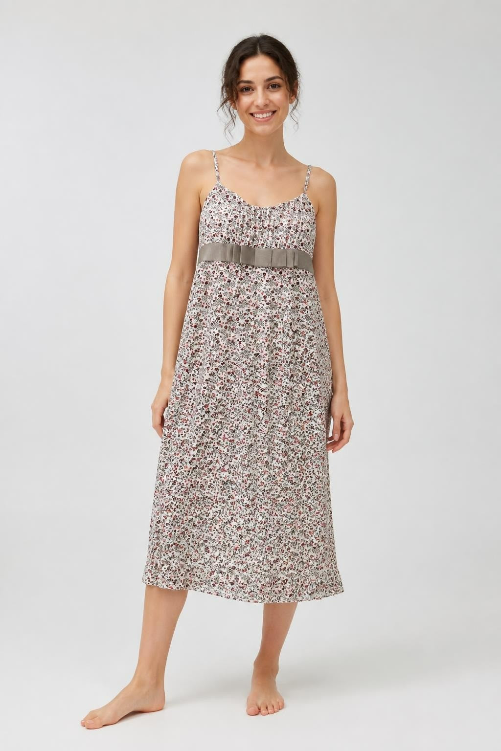 Floral Ditsy Print Empire Waist Spaghetti Strap Dress - at Why Go Less, Lebanon
