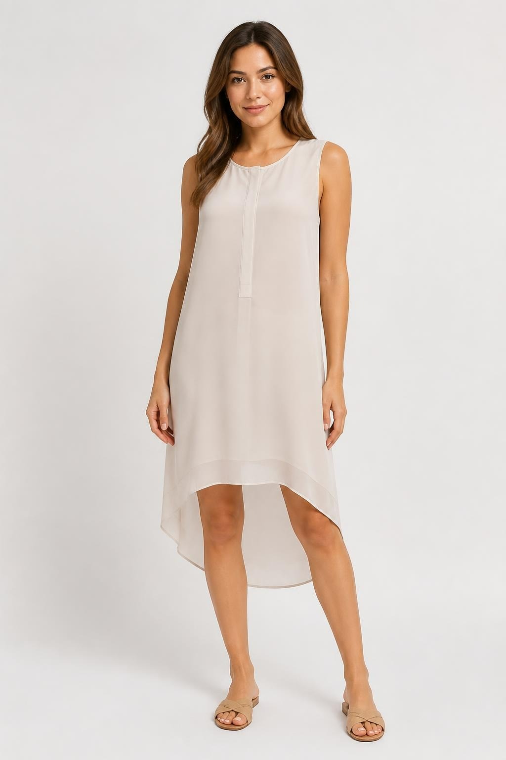H&M Beige Sleeveless Blouse, V-neckline, Flowy - at Why Go Less, Lebanon