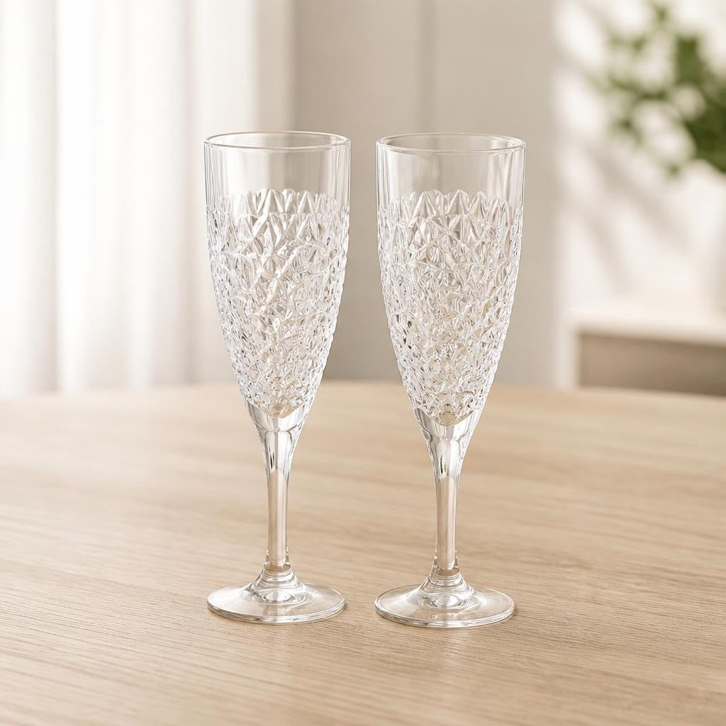 Flûtes à champagne en cristal à motif gaufré, lot de 2 | D'occasion | Pourquoi s'en priver