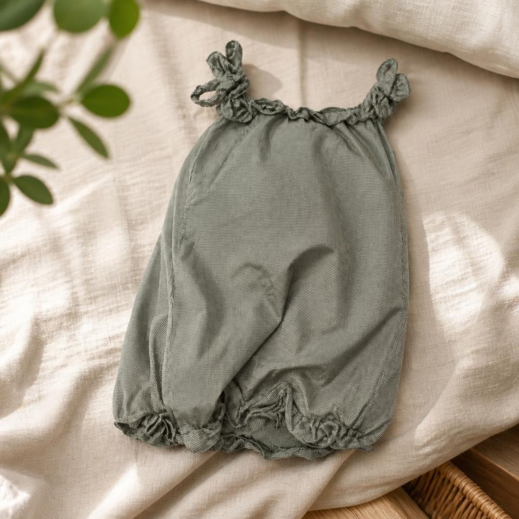 Sage Green Houndstooth Bubble Romper, Babies - at Why Go Less, Lebanon
