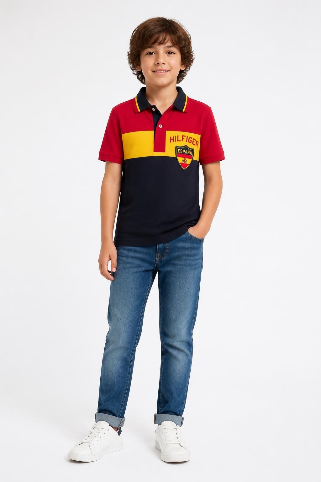 Tommy Hilfiger Espana Polo Red/yellow/black Kids L - at Why Go Less, Lebanon